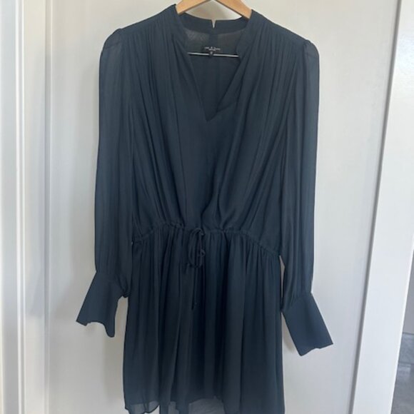 rag & bone Dresses & Skirts - Anthropologie Rag and Bone Carly Long-Sleeve Dress Drawstring-Waist Navy